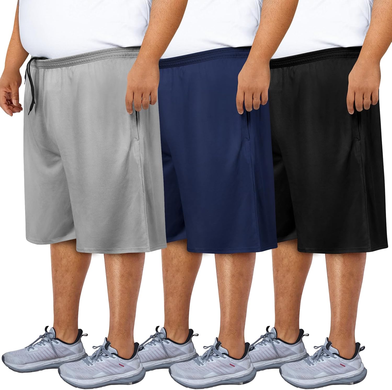 2XL-5XL Men's Big & Tall Dry-Fit Athletic Shorts, Sweat-Wicking Breathable Shorts Suitable Tall or Overweight Individuals