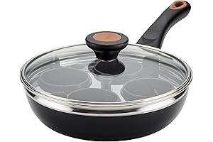 Farberware Glide Ceramic Nonstick Dishwasher Safe 8 inch Black Egg Poacher Pan/Skillet...