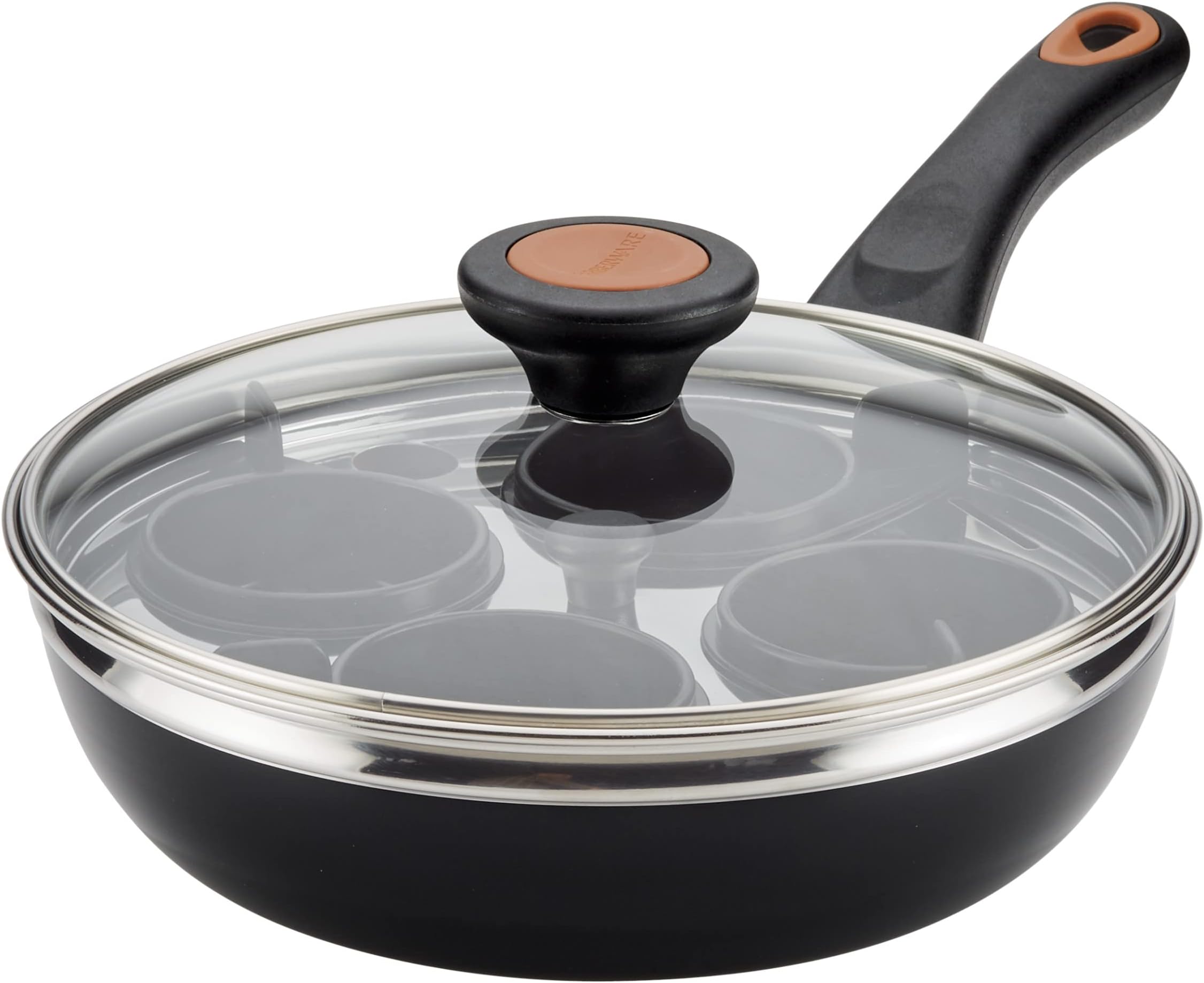 Farberware Glide Copper Ceramic Nonstick Covered Egg Poacher, 8-Inch, Black - 10654