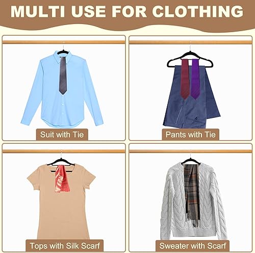 Miniatura 5 de UniqNest Paquete de 60 perchas de terciopelo negro, perchas de fieltro negro de 16.5 pulgadas antideslizantes que ahorran espacio, perchas para