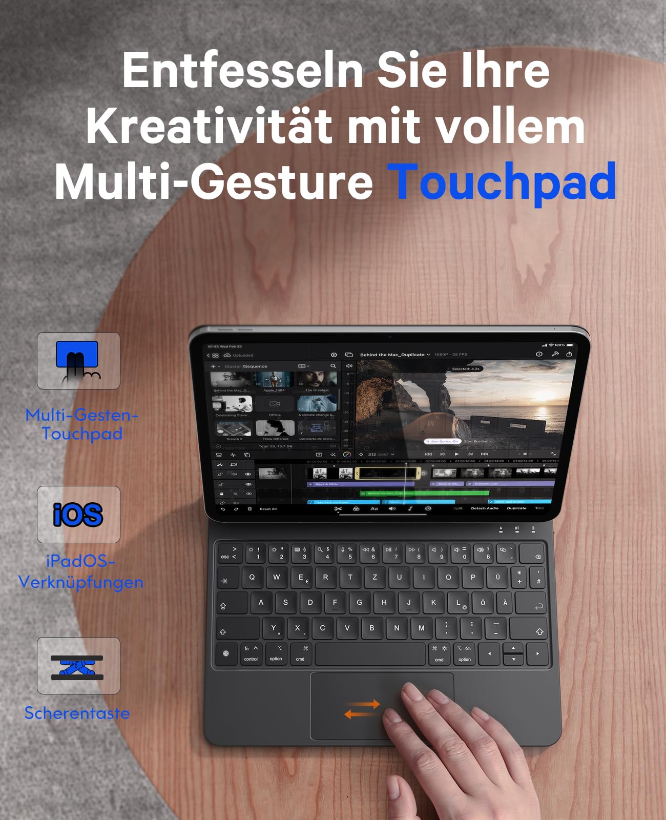 Custodia Con Tastiera Per IPad Pro 11 Pollici (M4, 2024) &ndash; Pekarejue, Pelle Premium, Nero