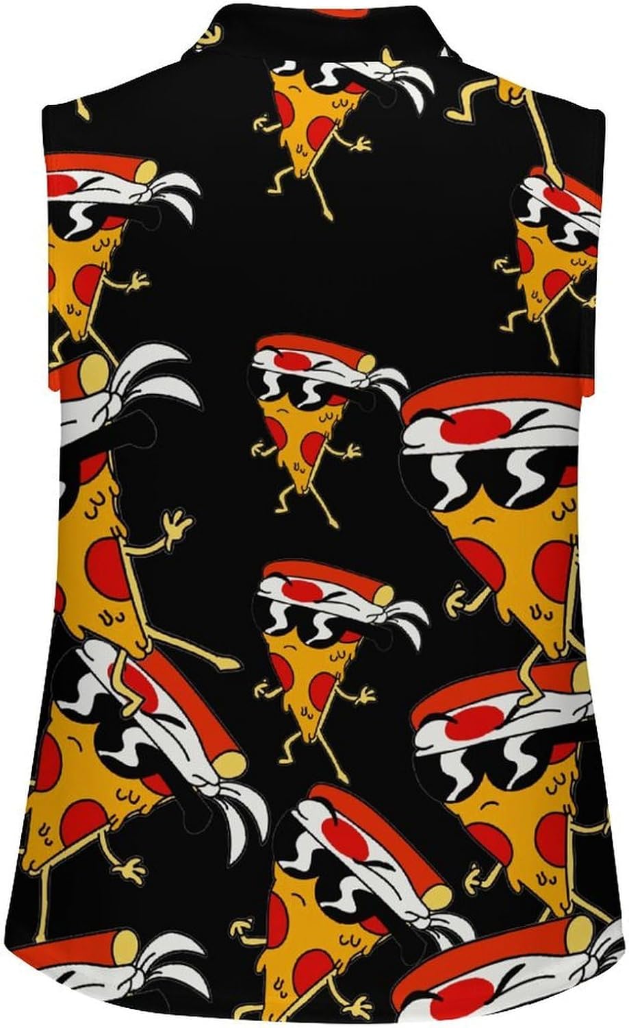 Funny Pizza Women's Golf Shirt Sleeveless Polo Shirts Tank Tops Blouses Tennis T-Shirts Casual