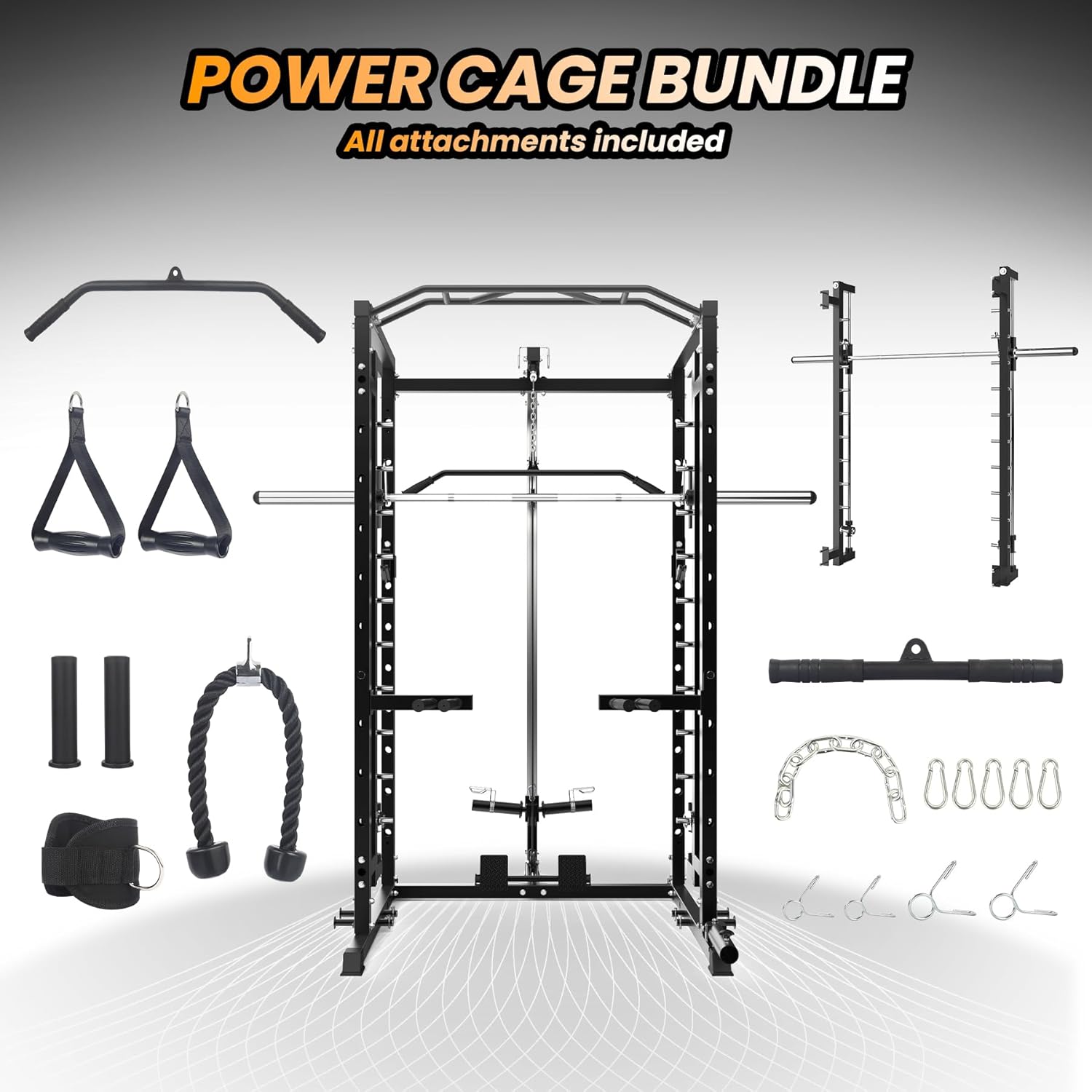 STMHOM STMHOM Power Cage – 1600 Lbs Capacity with Smithbar & LAT Pulldown - Image 5