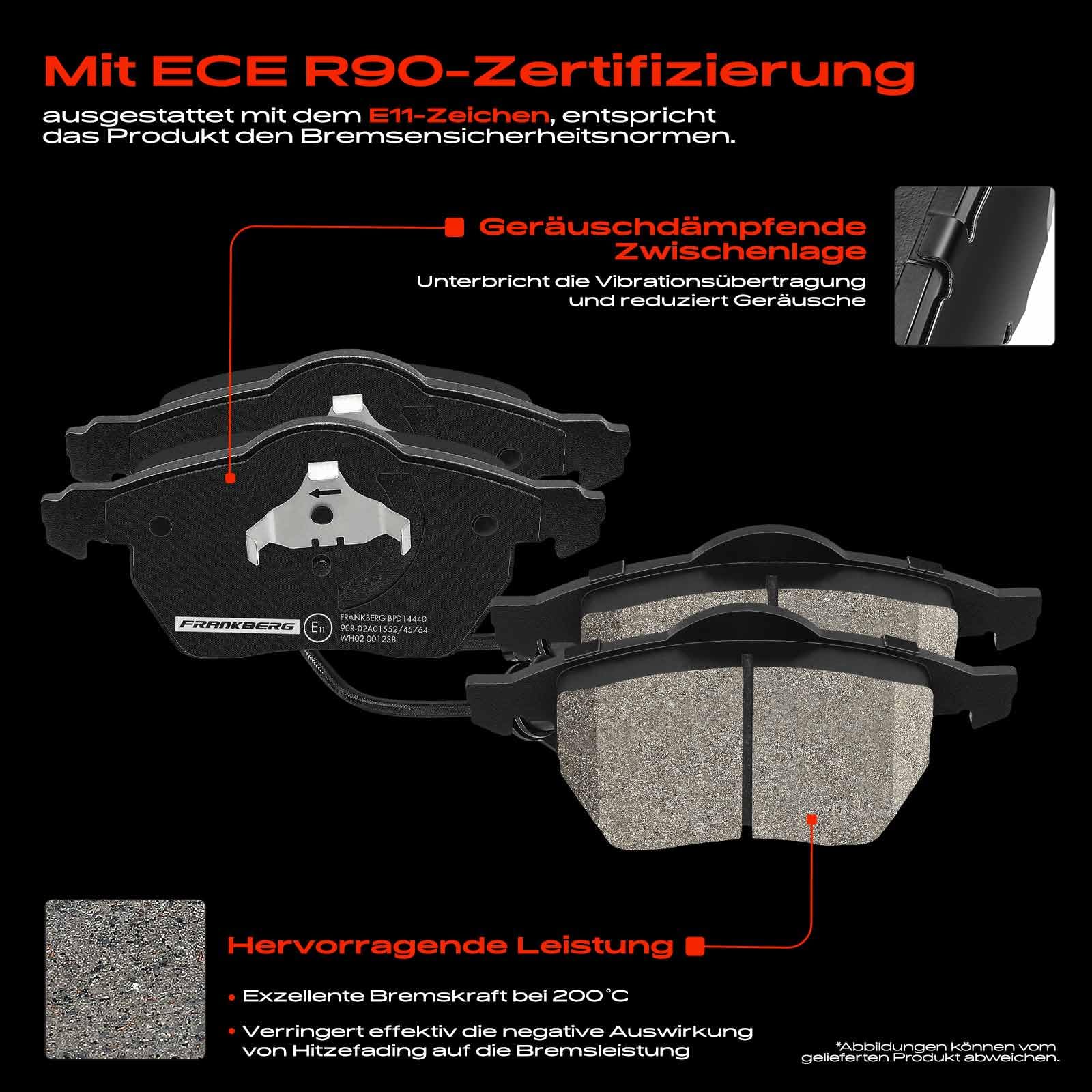 Frankberg Bremsensatz inkl. 2x Bremsscheiben + 4x Bremsbeläge Vorne Kompatibel mit A4 8E2 A4 Avant 8E5 Exeo ST 3R5 A6 4B2 4B4 A4 Avant 8ED Replace# 4A0615301C