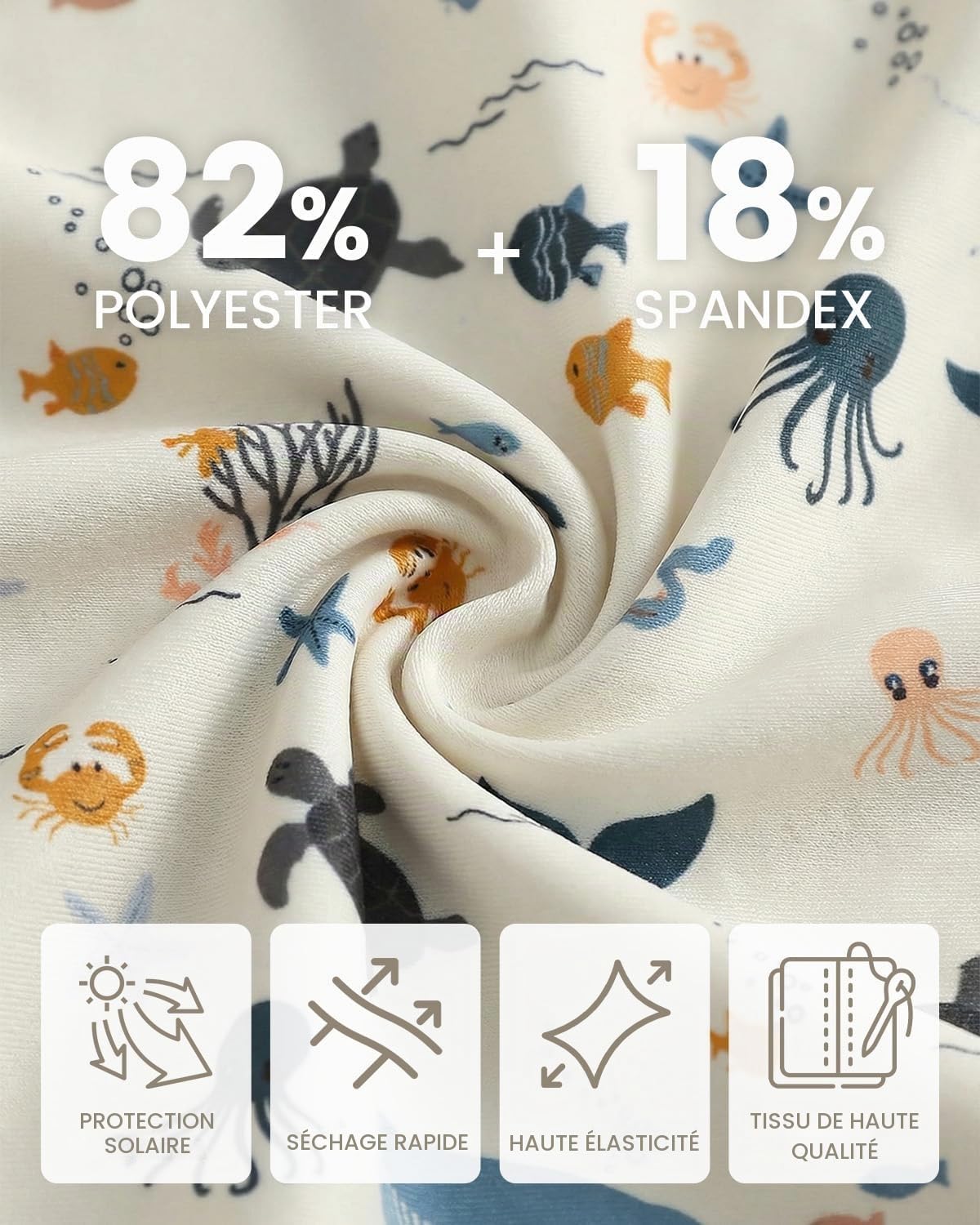 WYTbaby Maillot de bain une pièce pour bébé - Vêtements UV à manches longues - Vêtements de protection UV pour bébé garçon avec chapeau de soleil