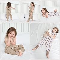 Vista 6 de LAT - Saco de dormir para bebé, saco de dormir de algodón sin mangas para niños pequeños con piernas, manta con cremallera 6M-4T