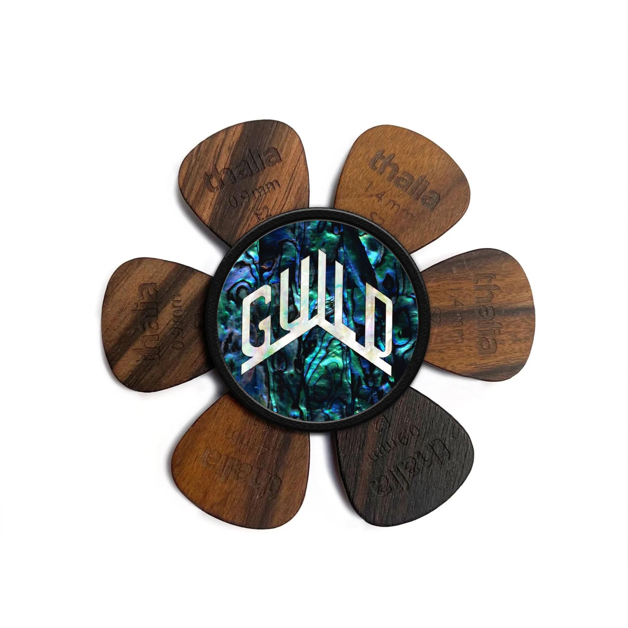 Guild Pick Puck - Blue Abalone w/Guild Pearl Logo, Multi