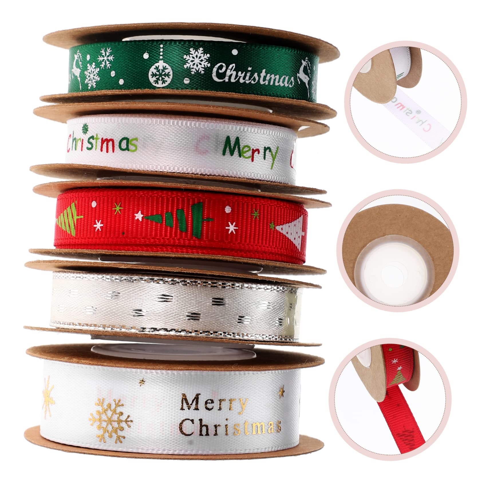 15rollen Weihnachtsgeschenkband Dekorative Satinbänder Für Party-dekoration Schleifen Festliche Verpackung Für Weihnachten Pro Rolle