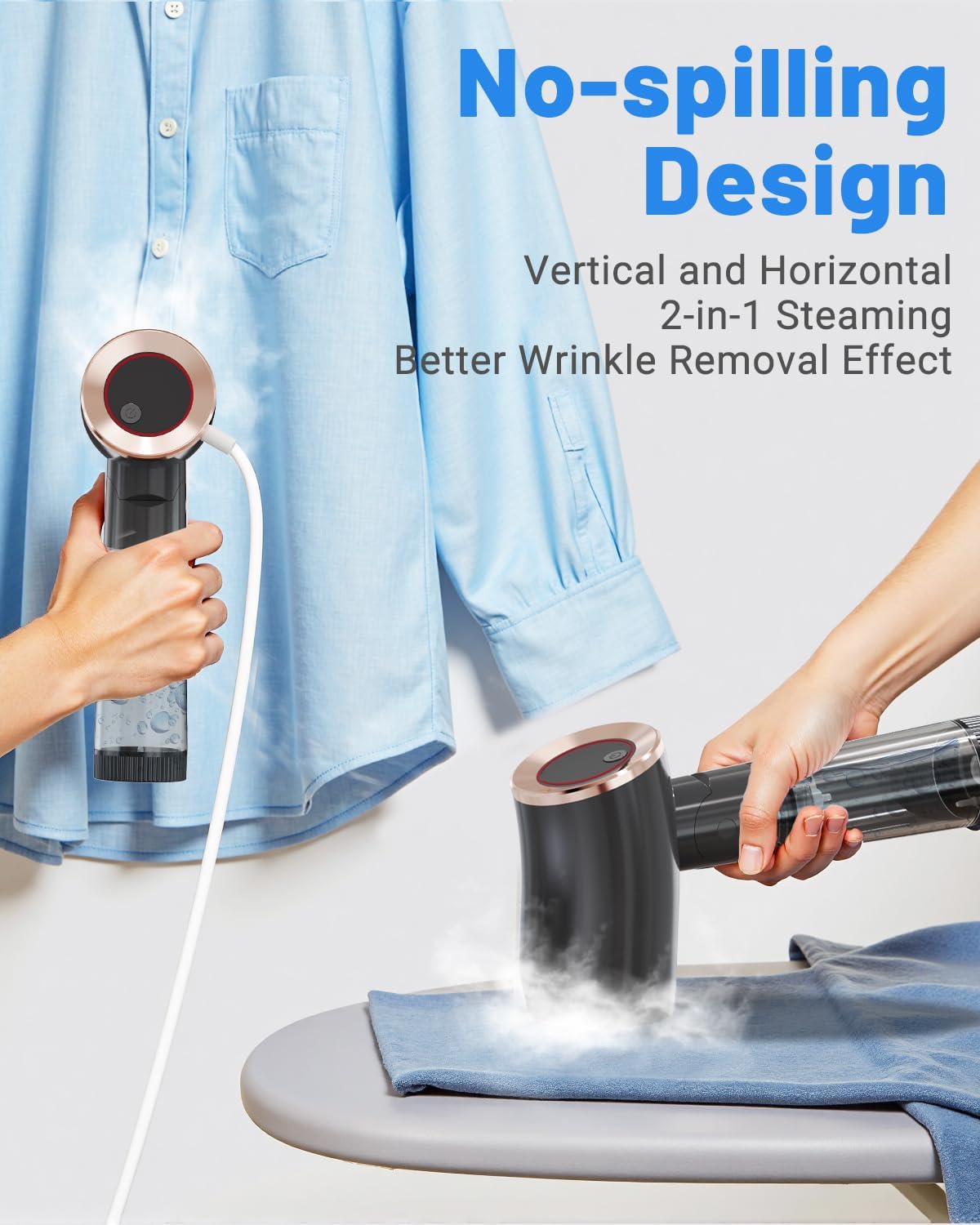 Foldable Travel Sized Steamer for Clothes,Portable Garment Steamer The Voltage of 110-120V, Wattage 1000W, Water Tank Capacity 200 ML, 8 FT Long Power Cord (Black)