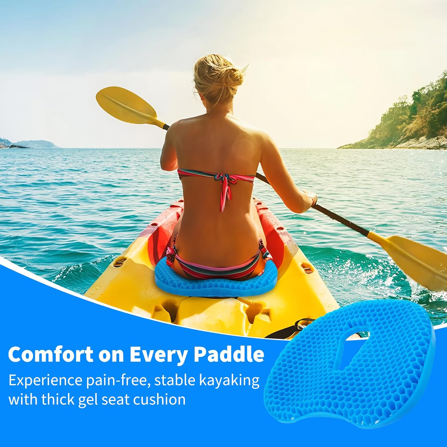 Kayak Seat Cushion Compatible with lifetime, Thicken Gel Seat Cushion, Breathable Honeycomb Design Absorbs Pressure, Kayak Accessories Pad for Long Sitting on Fishing, Canoe, Rowing - Image 7