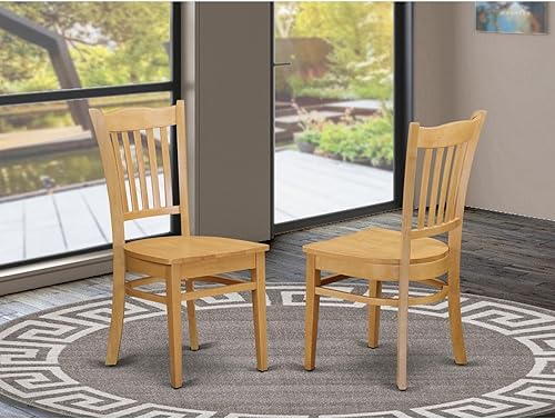 Miniatura 5 de East West Furniture Groton - Silla de comedor con asiento de madera en acabado caoba (juego de 2)