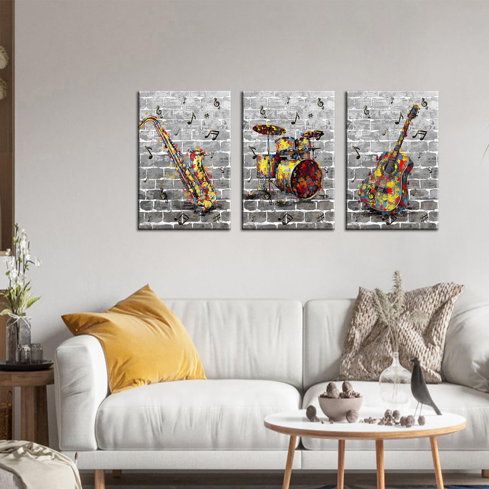 Conipit Arte de parede com grafite, música, instrumentos musicais