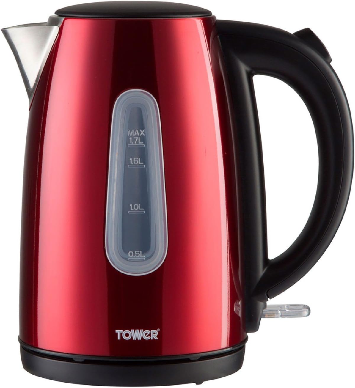 Tower Electric Kettles, Stainless Steel, 3000 W, 1.7 liters, Red