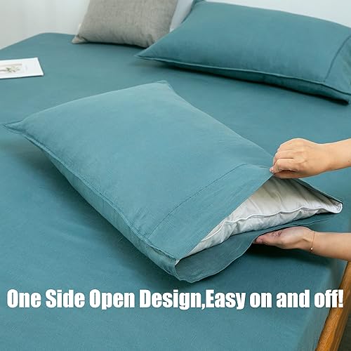 Miniatura 76 de S VICTORY SYMBOL 100% Organic Linen Pillowcases 20"x30" Set of 2,French Natural Flax Soft Durable Pillowshams Sandy Beige,Standard