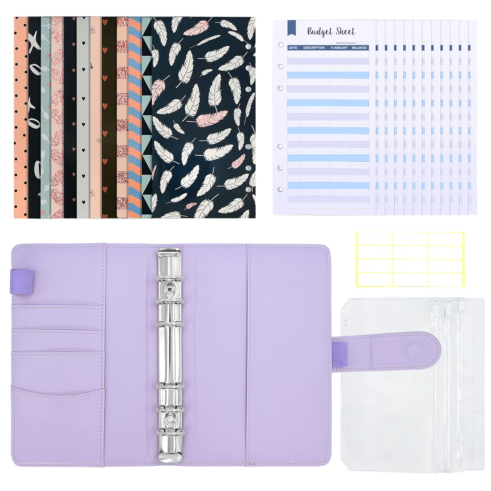 Buy 32 pieces PU binder cash envelope for cash budget and storage set ...