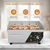 Vista 2 de Bonnlo Plancha comercial de 14 pulgadas y 1500 W con encimera de acero inoxidable, plancha plana, control de temperatura ajustable de 122-572 ℉