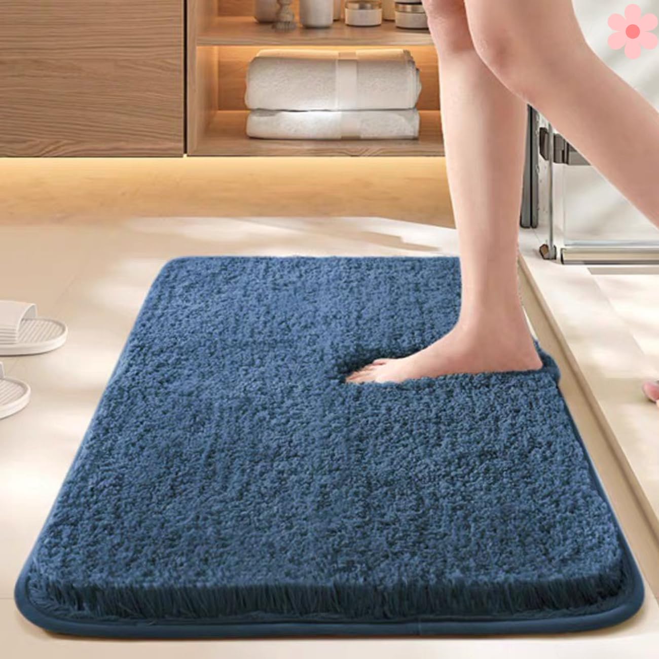 How Nice Door Mat Microfiber Anti-Skid Water Absorbent/Soaking Washable Mat for Bathroom/Entrance/Kitchen/Bedside/Door/Living-Room/Prayer Room matt (Mat Bedroom Navy Blue)-image-7