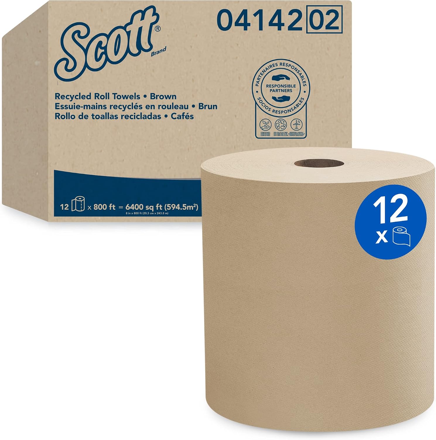 Scott Professional Hard Roll Paper Towels, Bulk, 12 Rolls x 800' (04142)
