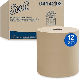 Scott Essential Hard Roll Paper Towels (04142), Natural, 800' / Roll, 12 Rolls / Case, 9,600' / Case