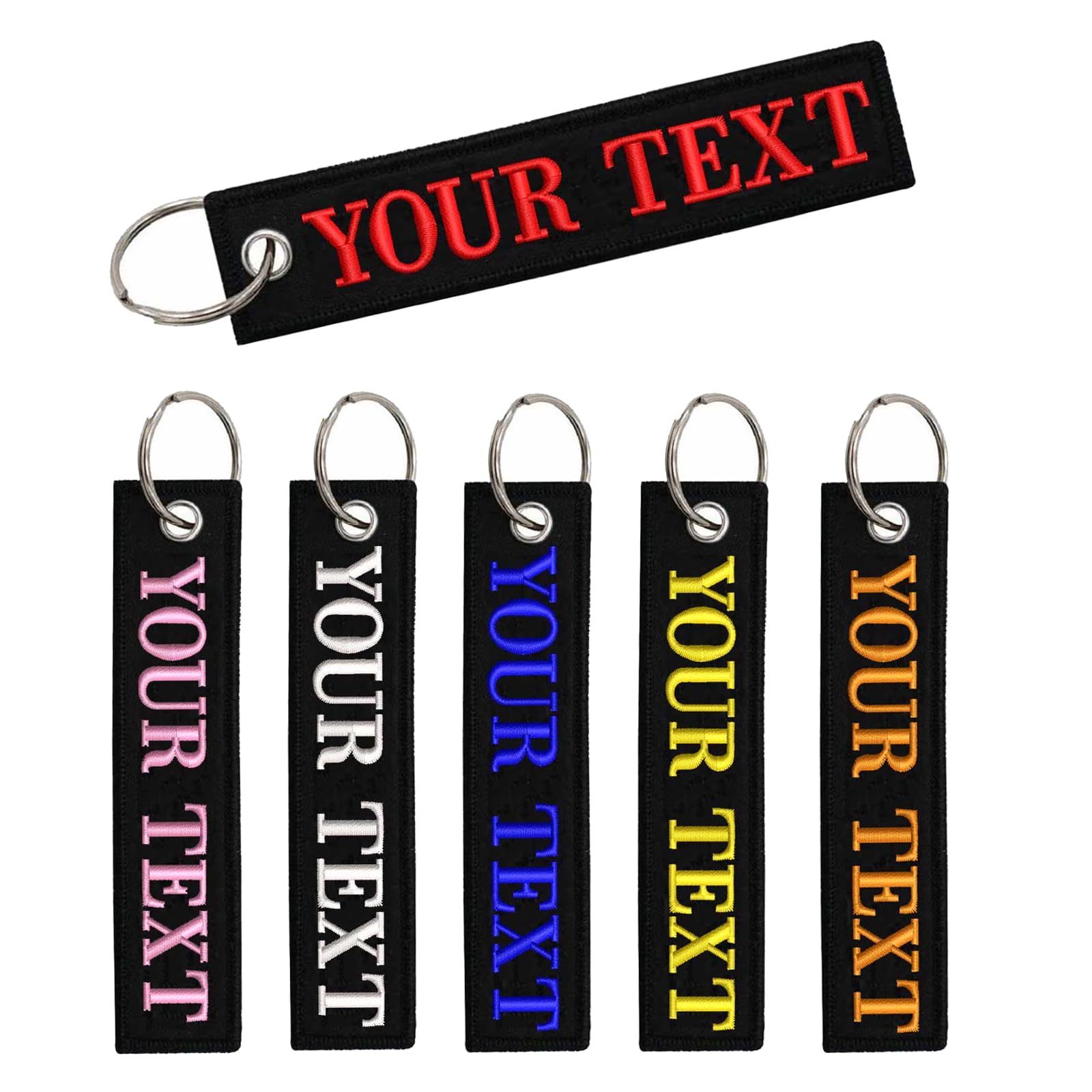 Crazatch Men's Fo-29 1Pcs Personalized Keyring, Custom Embroidery Any Text Keychain, Double Sided Embroidery Your Text/Number Labels, Key Tags Accessories Suitable For Motorcycle Car Scooter, Luggage