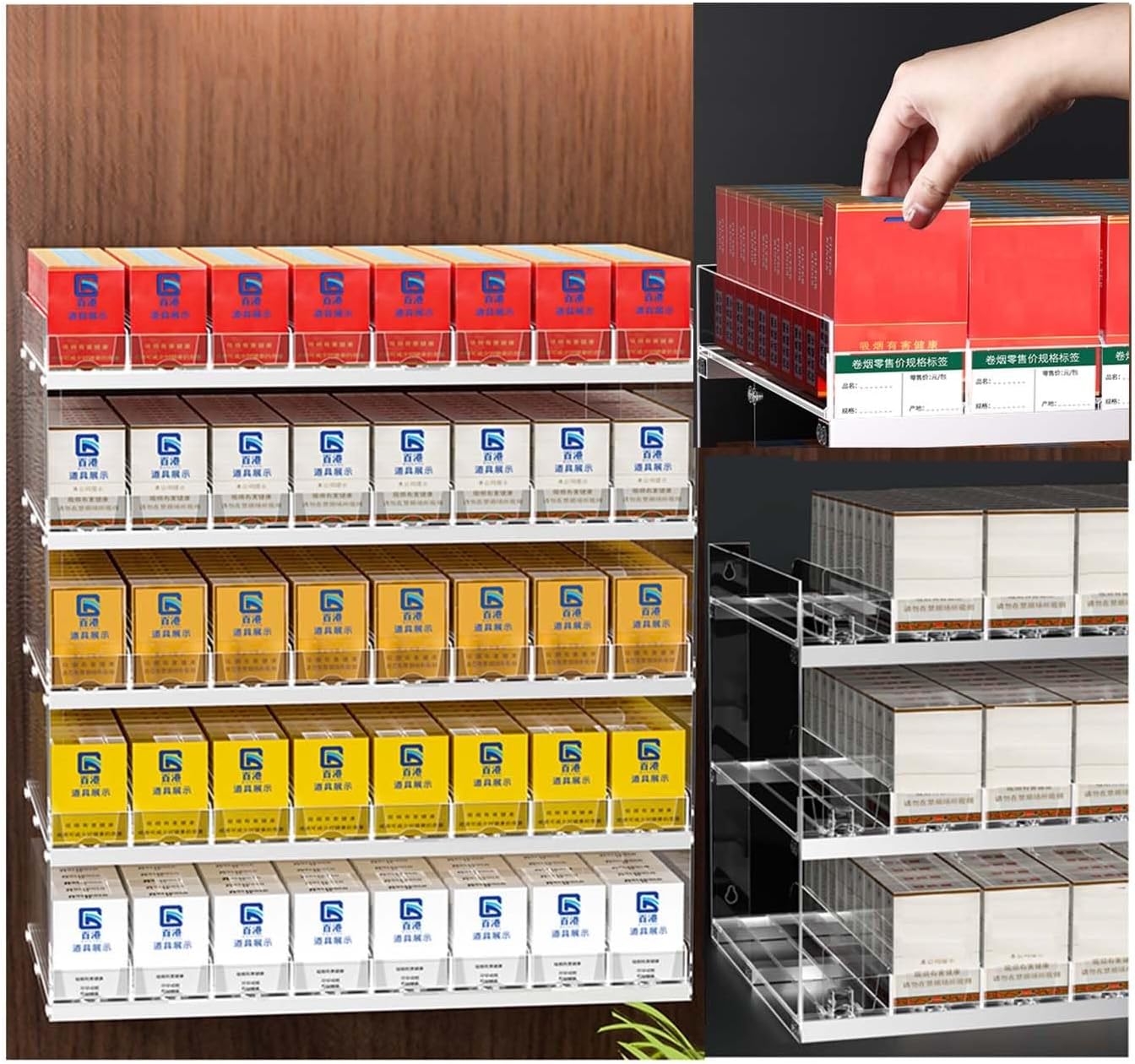 Clear Acrylic Automatic Cigarette Display Holder & Dispenser - 49.5x28.4x24.5cm, Ideal for Convenience Stores, Efficient Cigarette Pusher Case for Easy Access