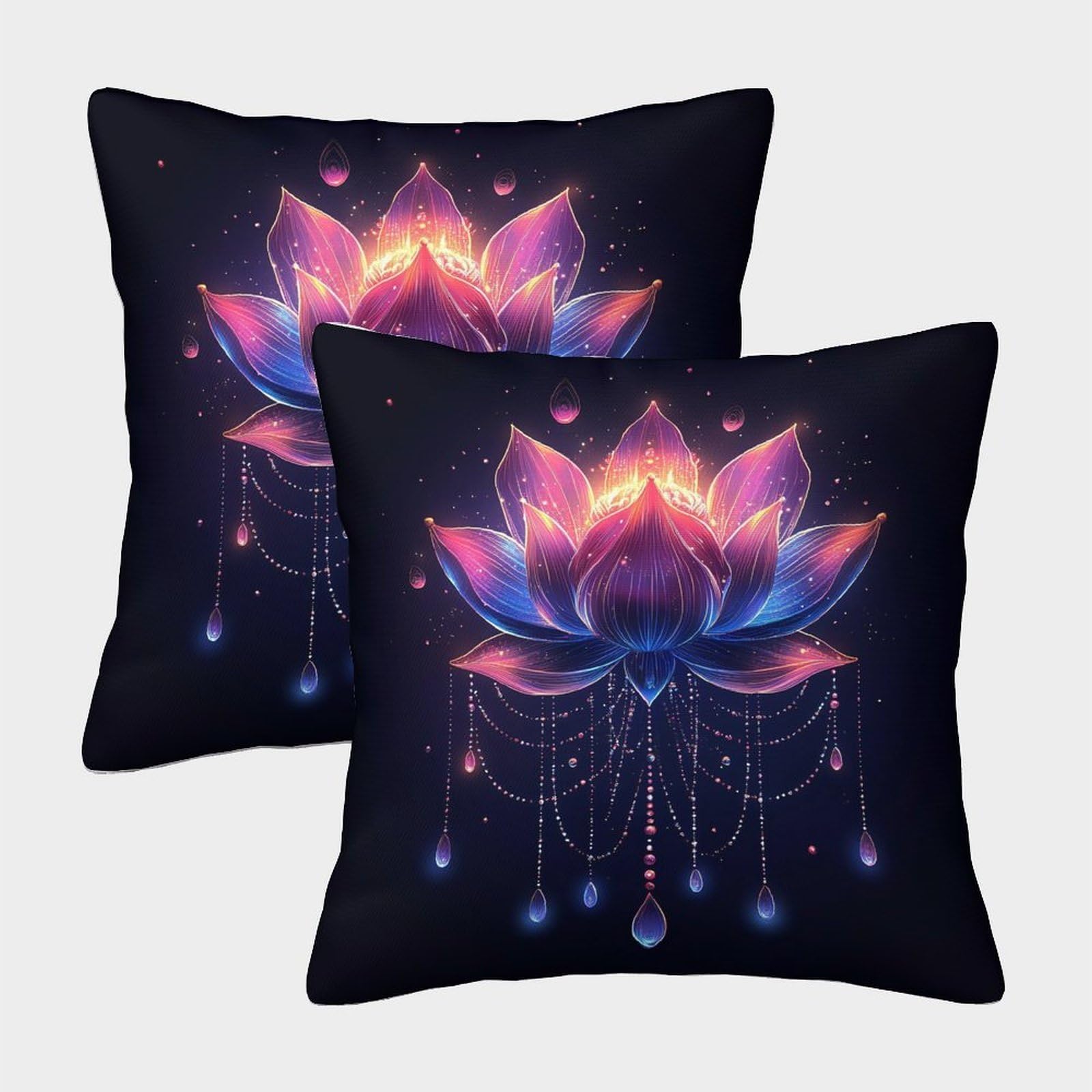 QFVANSIYO Dream Lotus Decor 3D Printed Microfiber Pillowcase for Adults Teens Bedroom Bedding Lotus Pillow Cover Gift 45x45cm
