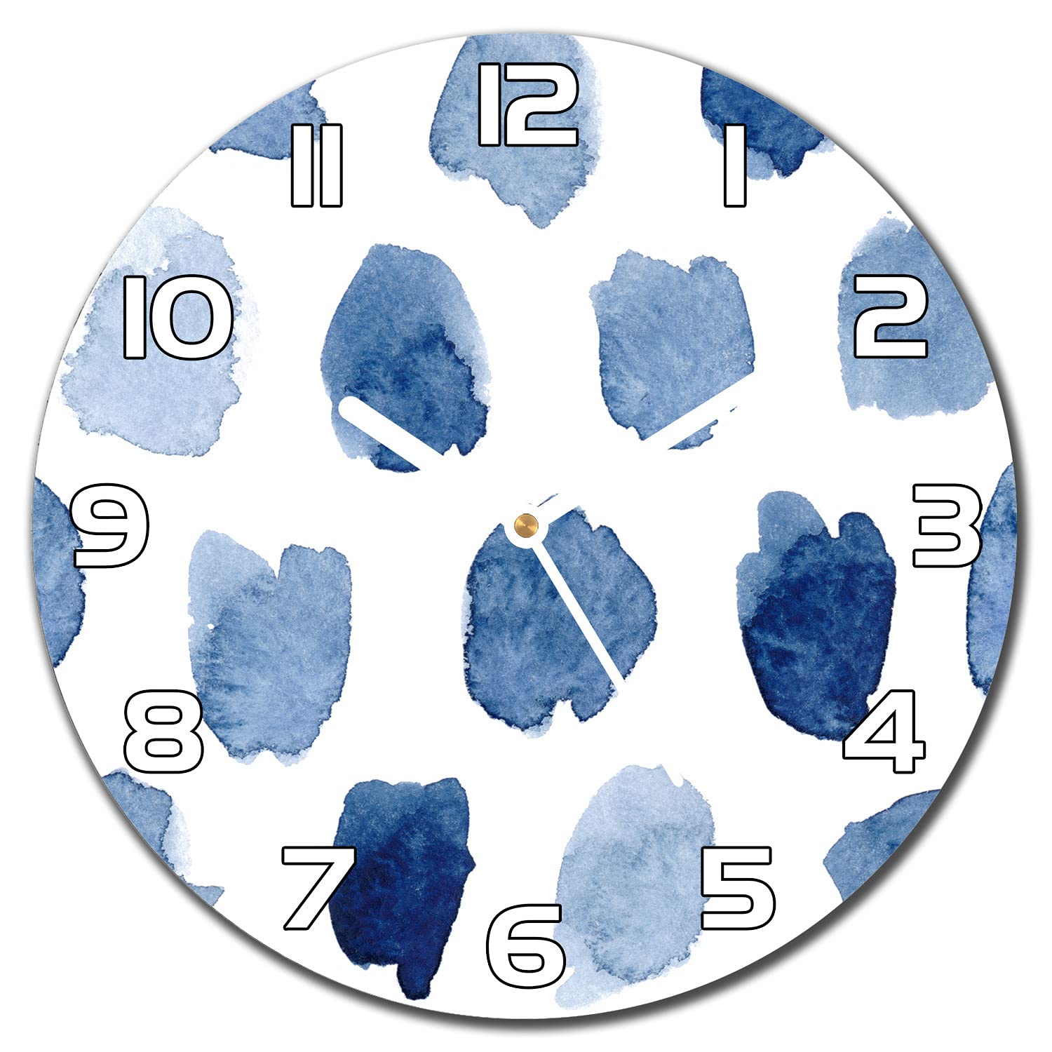 Horloge en verre moderne Coloray 30 cm, impression abstraite haute qualité et aiguilles blanches