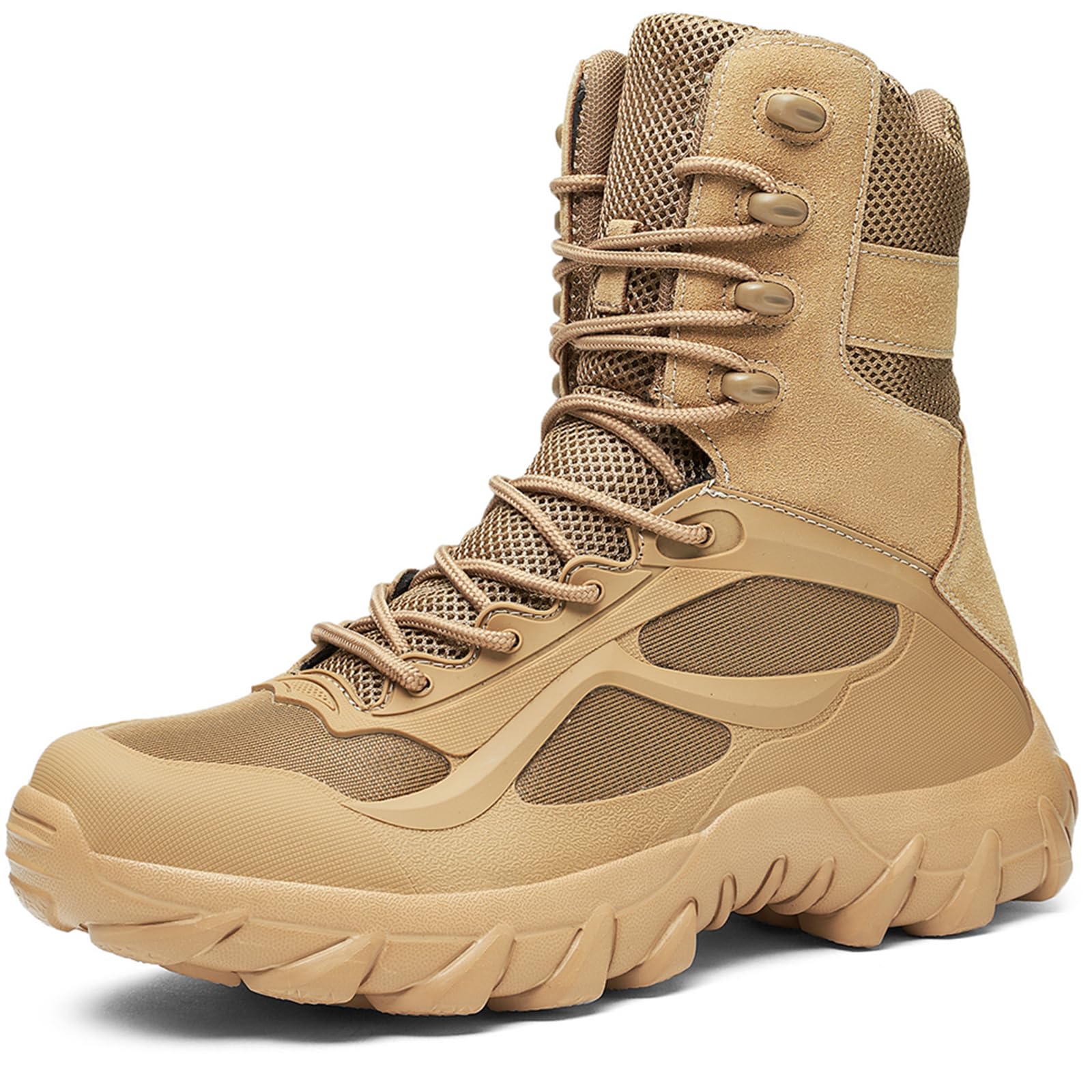 Men's Military Tactical Boots with Side Zipper Mesh Lightweight Non-Slip Platform Outdoor…