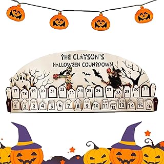 Halloween Advent Calendar - Festive Coffin Calendar Moving Wooden Block DIY 31 Days,Coffin Calendar Moving Wooden Block, Portable Halloween Coffin Ornament for Home, Kids, Decoration Rianpesn