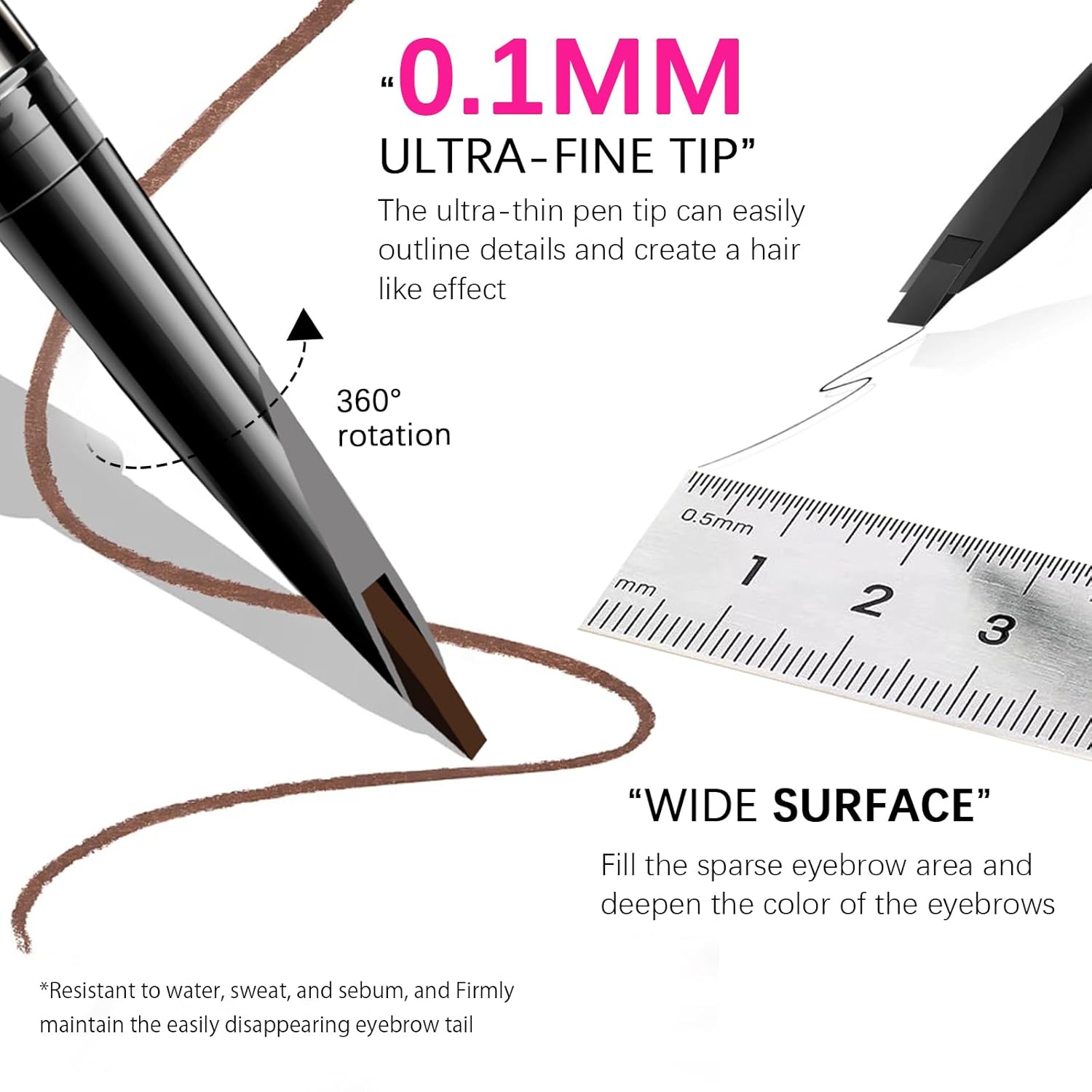 Browcharm Microblading Eyebrow Pencil for Women,0.1mm Ultra-Fine Mechanical Pencil,Draws Tiny Brow Hairs and Fills in Sparse Areas and Gaps,Makeup Brow Definer Waterproof (mini 04 Red Brown) - Image 3