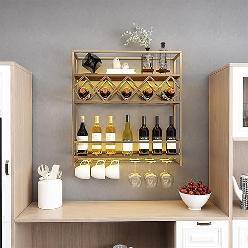 Miniatura 6 de Estante para vino montado en la pared, 3 capas de pared para almacenamiento, soporte de vino montado en la pared para botellas de vino para el