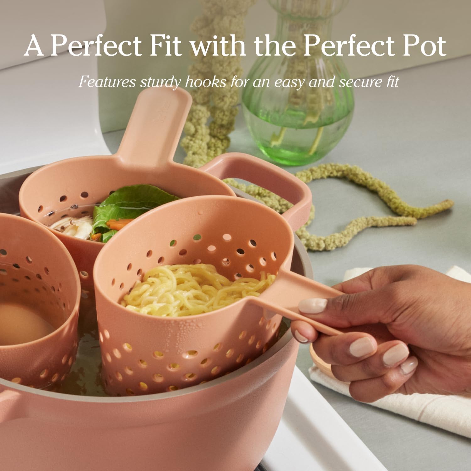 Our Place Cooker Cups - Space-Saving Cooking Baskets for Perfect Pot | Dishwasher Safe, Food-Grade Nylon | 4-Cup Capacity Each | One Pot Efficiency | Char
