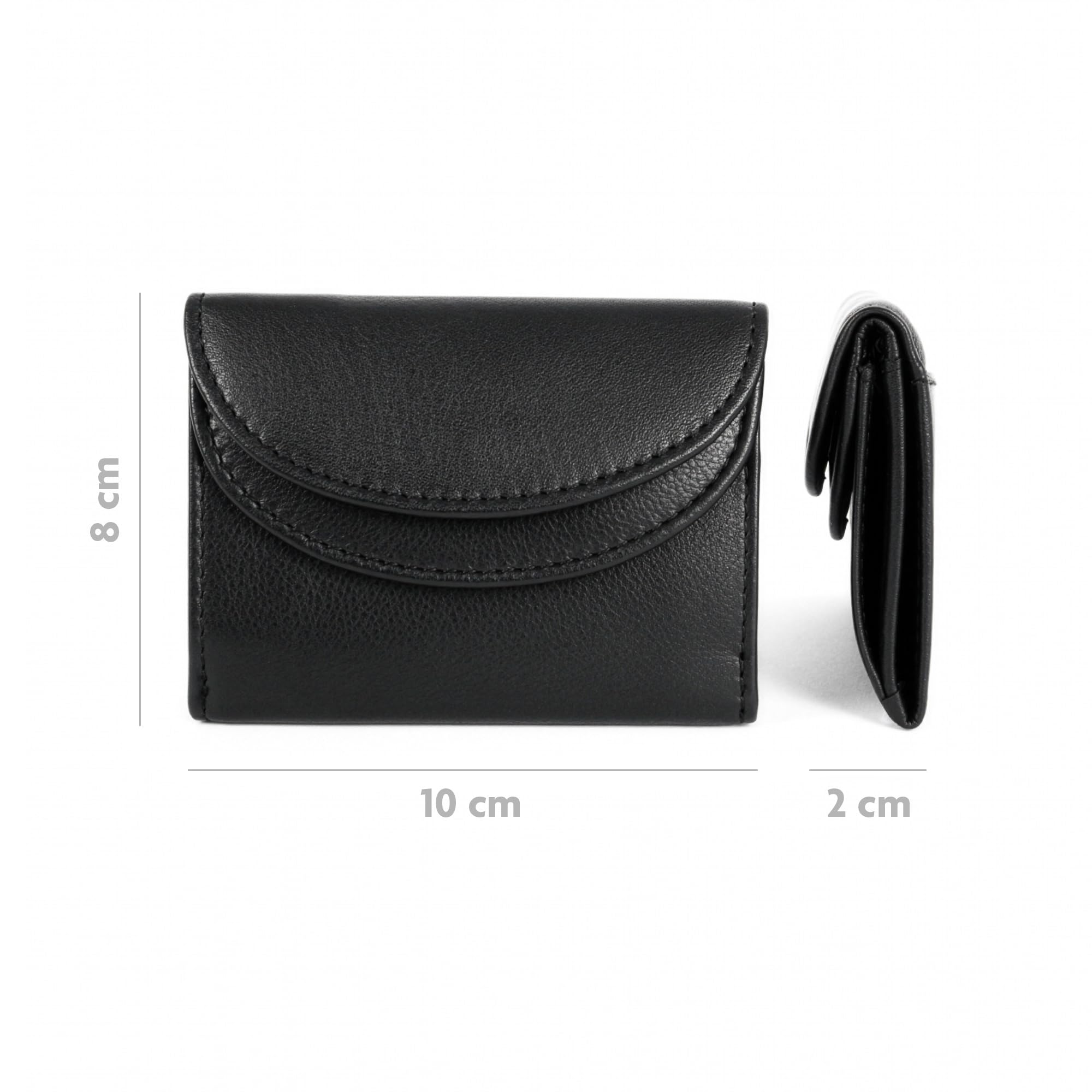 Fa.Volmer ® Mini portfel RFID z prawdziwej skóry - mały portfel w kolorze czarnym ze srebrną tkaniną Hightech #Mini-Comfort, czarny, mini, Nowoczesny