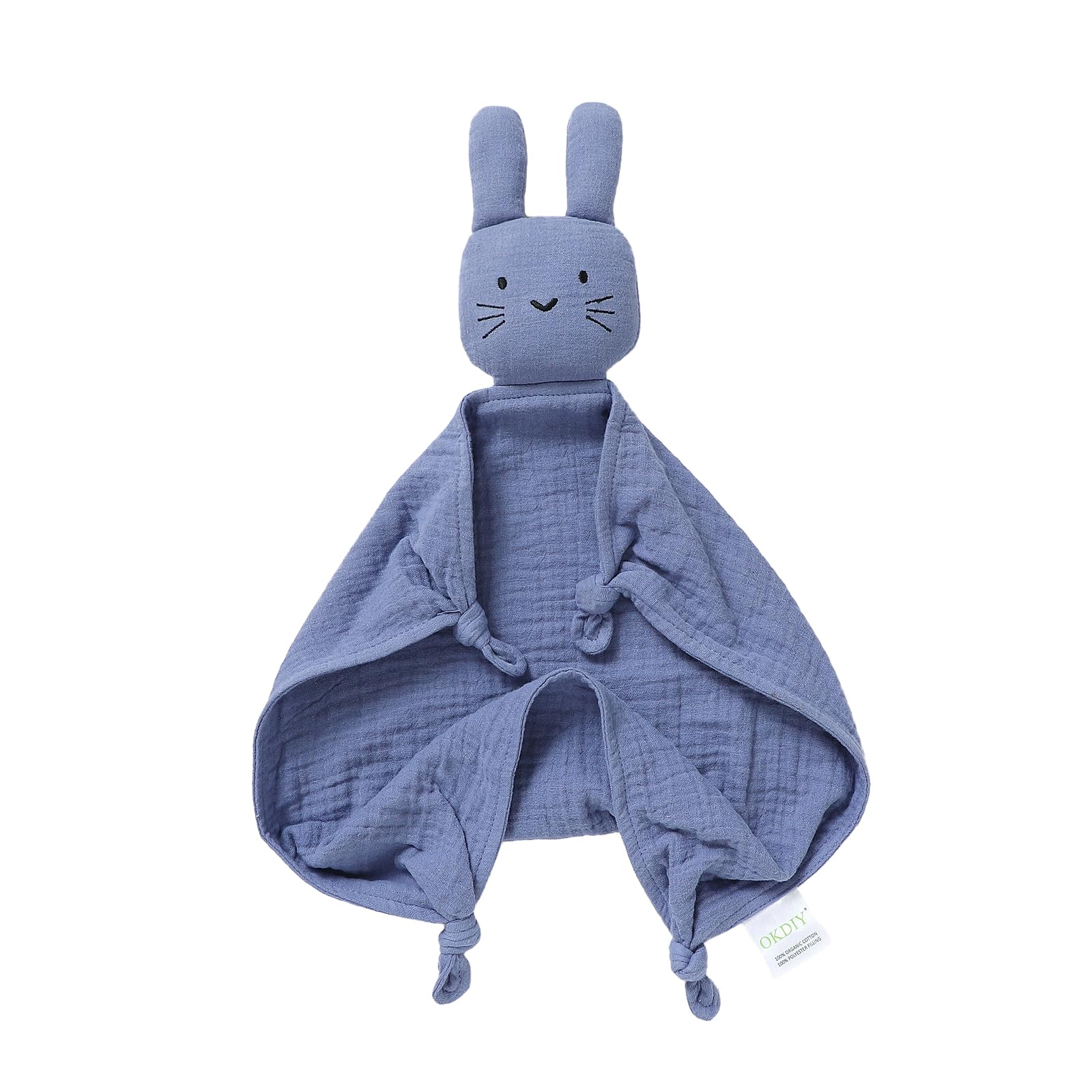 Okdiy Organic Cotton Muslin Baby Lovey Blanket - Bunny Or Koala Design, Security Blanket For Infants - View #6
