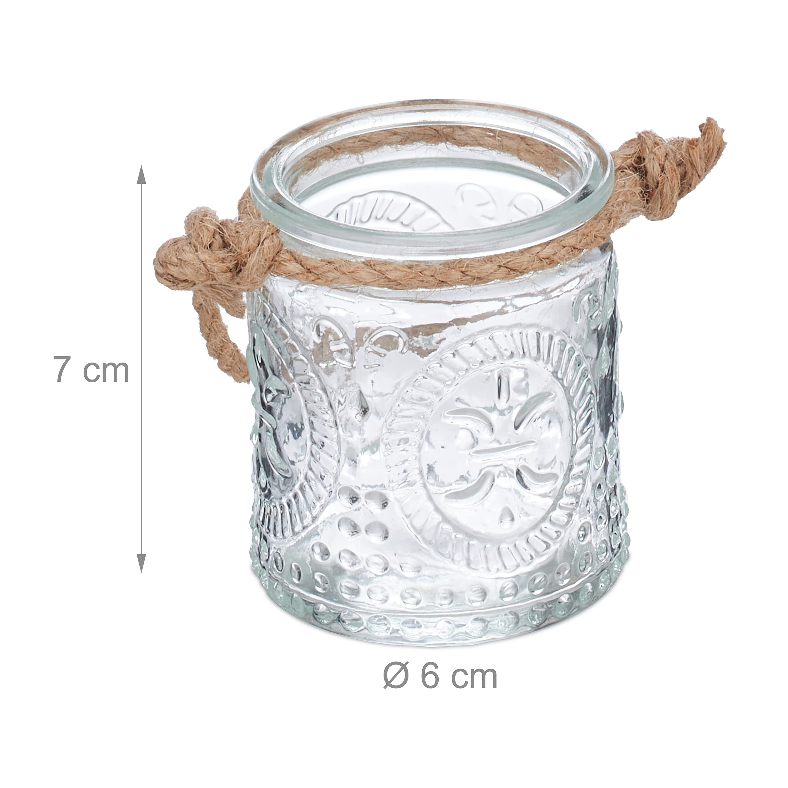 Photophores En Verre Avec Anse - Lot De 12, 7x6 Cm, Transparent | Décoration Mariage, Garden-party, Ambiance Chaleureuse