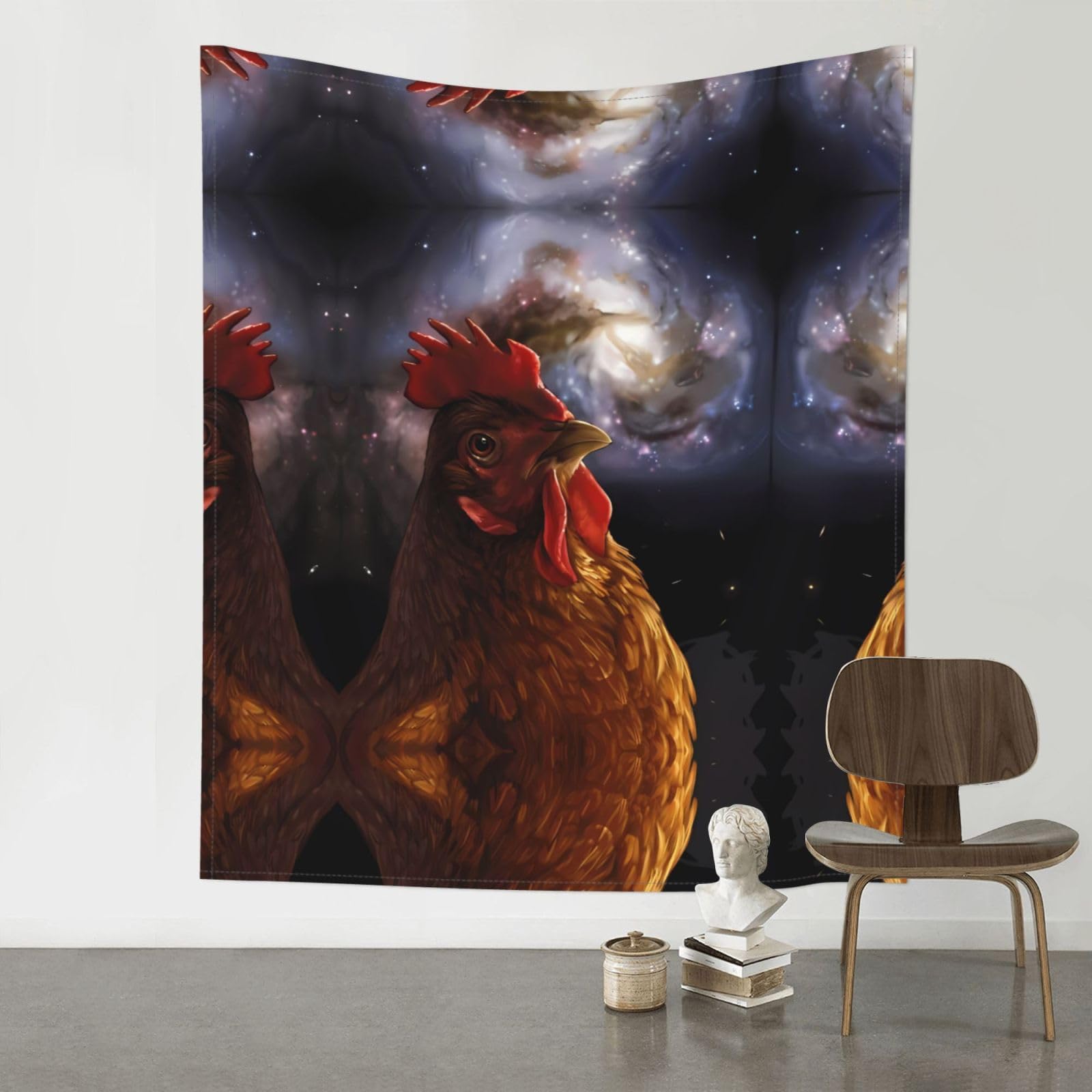 YYHHAOFA Galaxy Chicken Prints 60x51in Wall Tapestry – Durable Polyester Throw for Dorm, Beach, & Home Decor