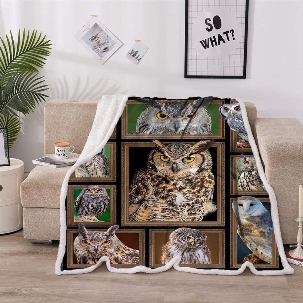 Owls Gifts for Women & Men - Owl Decor Fleece Throw Blanket, 50''x60'', Perfect for Owl Lovers, Home Decor - Image 2