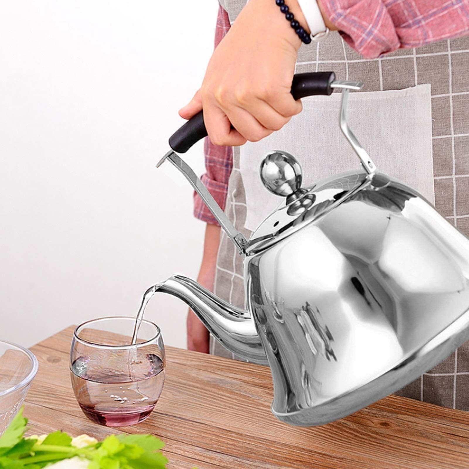 Czajnik z gwizdkiem – czajnik ze stali nierdzewnej 304 do kuchenek indukcyjnych, gazowych, elektrycznych i halogenowych – szybkie nagrzewanie i ergonomiczna konstrukcja(Silver,5L)