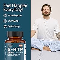 Vista 3 de 5 HTP 200mg - con vitamina B6 100 mg, Gotu Kola - Suplemento de bienestar para mujeres, hombres - 2X potencia de 5HTP 100mg, 4X de 5-HTP 50mg