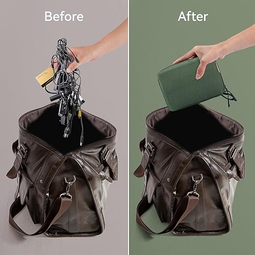 Miniatura 3 de SIMTOP Bolsa organizadora para cables de viaje, pequeña bolsa tecnológica para cables, cargadores, banco de energía, audífonos, bolsa de cables