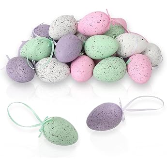 Festicy 24 Colourful Easter Eggs for Hanging 6 Eggs per Colour Subtle Design Perfect as Easter Decoration 2026 Decorative Easter Eggs for Hanging Outdoor Easter Eggs Decoration