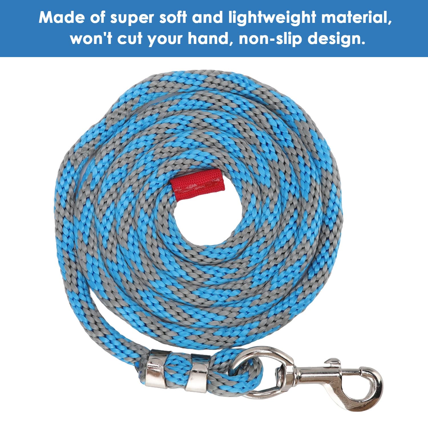 Tissting Corda di Piombo per Cavalli da 4M/13 Piedi Corda di Piombo Pesante in Lega di Nylon Resistente Adatta per Cavalli, Bestiame, per Allenamento E Tempo di Gioco(Grigio-Blu)