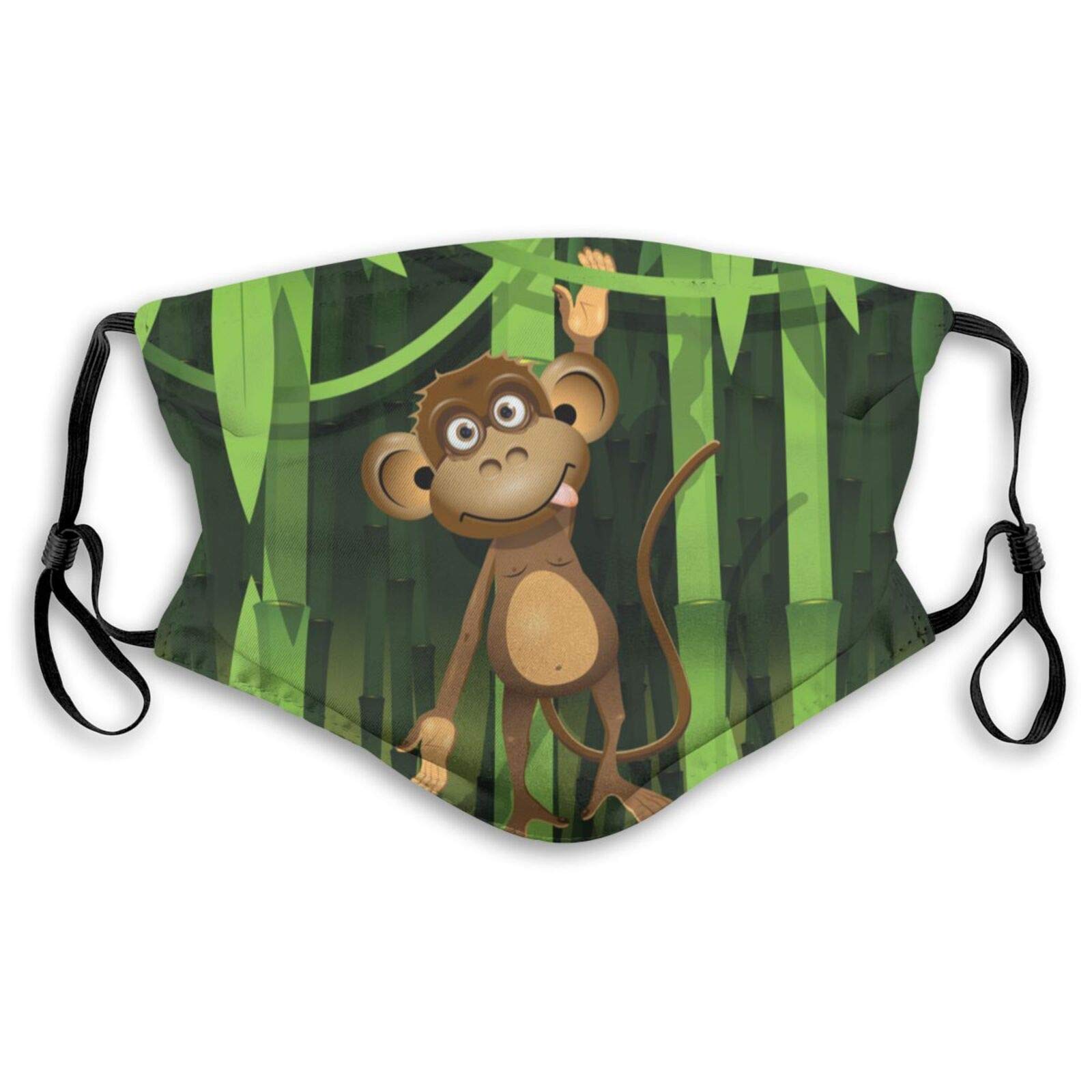 Windproof Fashion Filter Sponge Mask A Brown Monkey in The Jungle Reusable Face Mask Balaclava Washable Outdoor Nose Mouth Cover for Men and Women（2 Filter） Adult