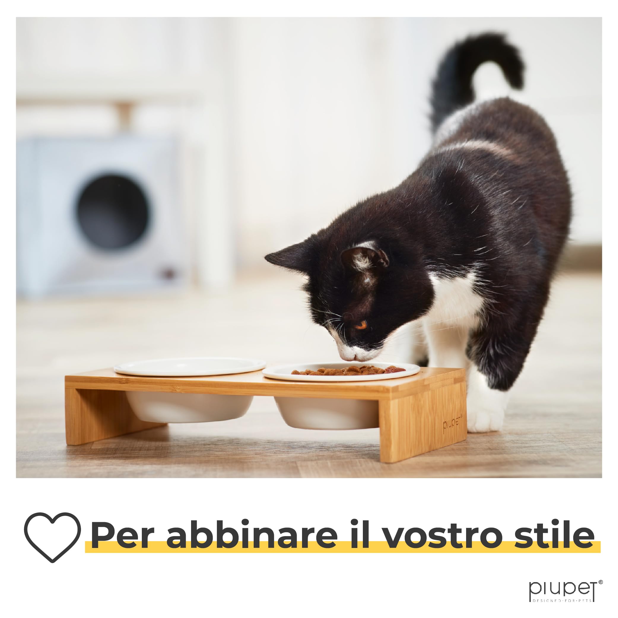PiuPet® 2 Ciotole rialzate per gatti cani, 250ml, piccole