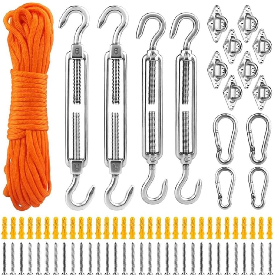Shade Sail Fixing Accessory Heavy Duty Garden Patio Sun Shade Sail Canopy Fitting 81pcs Rectangle Awning Attachment Set sun shade sail hardware kit rectangle heavy duty stainless steel 81pcs (5mm )