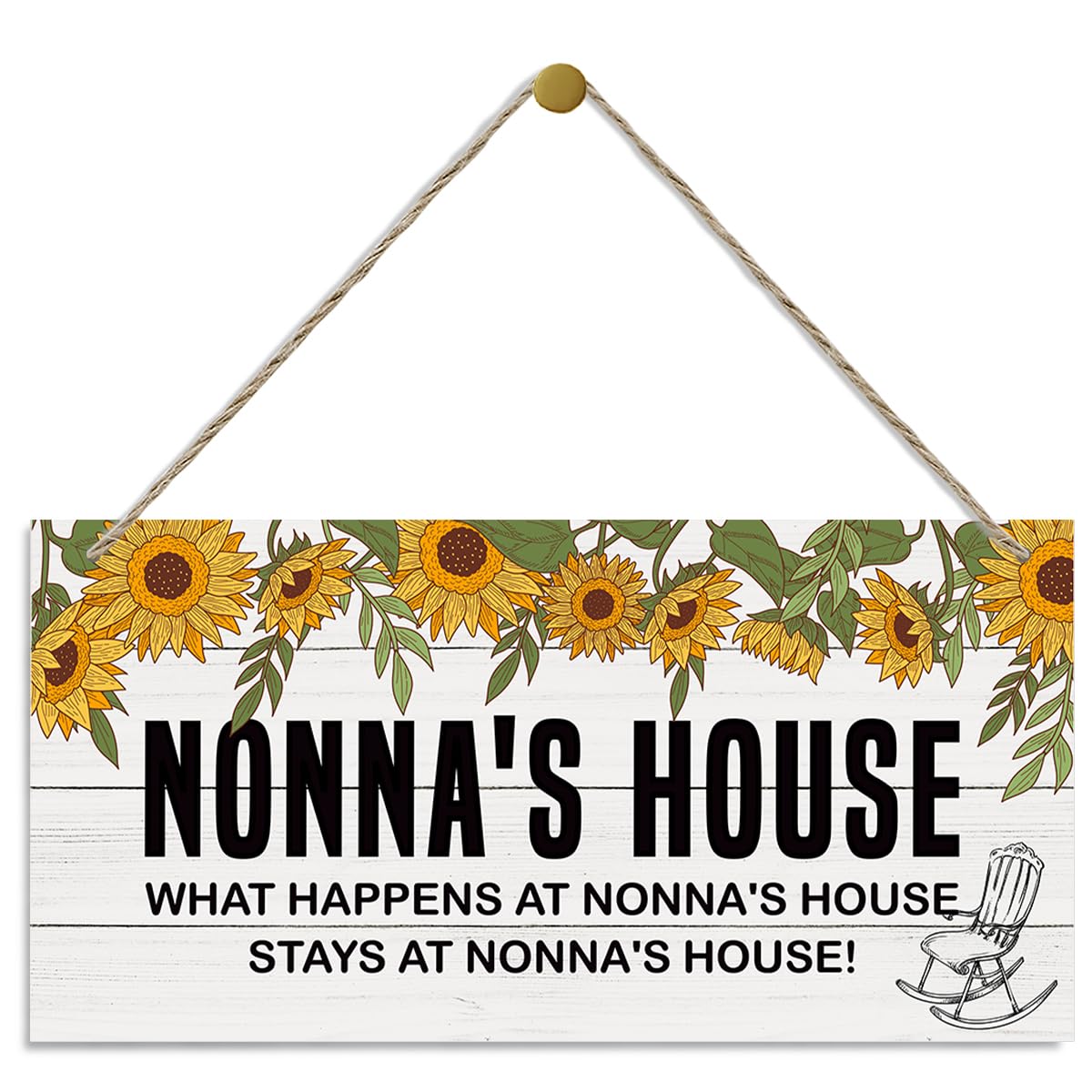 Nonna's House Sunflower Wooden Hanging Plaque for Mom Garden, Rustic Farmhouse Outdoor Indoor Wall Decor Gift for Mother’s Day, Front Porch Yard Fence