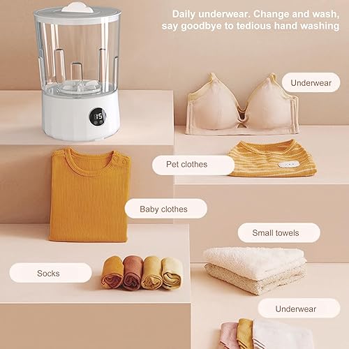 Miniatura 5 de Lavadora - Lavadora portátil Lavadoras portátiles para apartamentos Mini limpiador con 2 cubos para brasieres, calcetines, ropa de bebé, bragas de