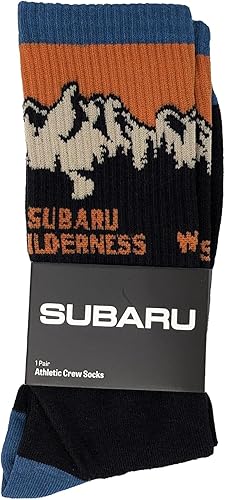 Miniatura 2 de Subaru Wilderness Logo Crew Calcetines Impreza Forester Outback Ascent Brz Crosstrek Sti Wrx Legacy Solterra, Negro -