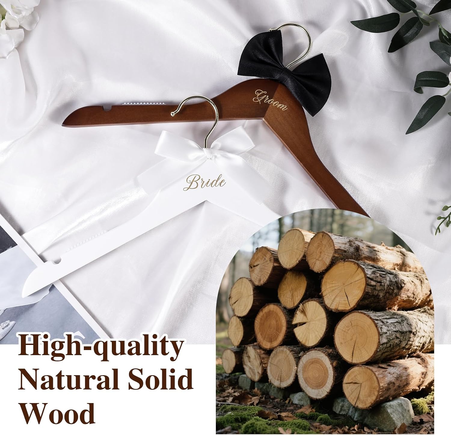 Wedding Hangers, Bride Hanger, Bridal Hanger, Wooden Bride and Groom Wedding Dress Hangers from Mom to Bridal