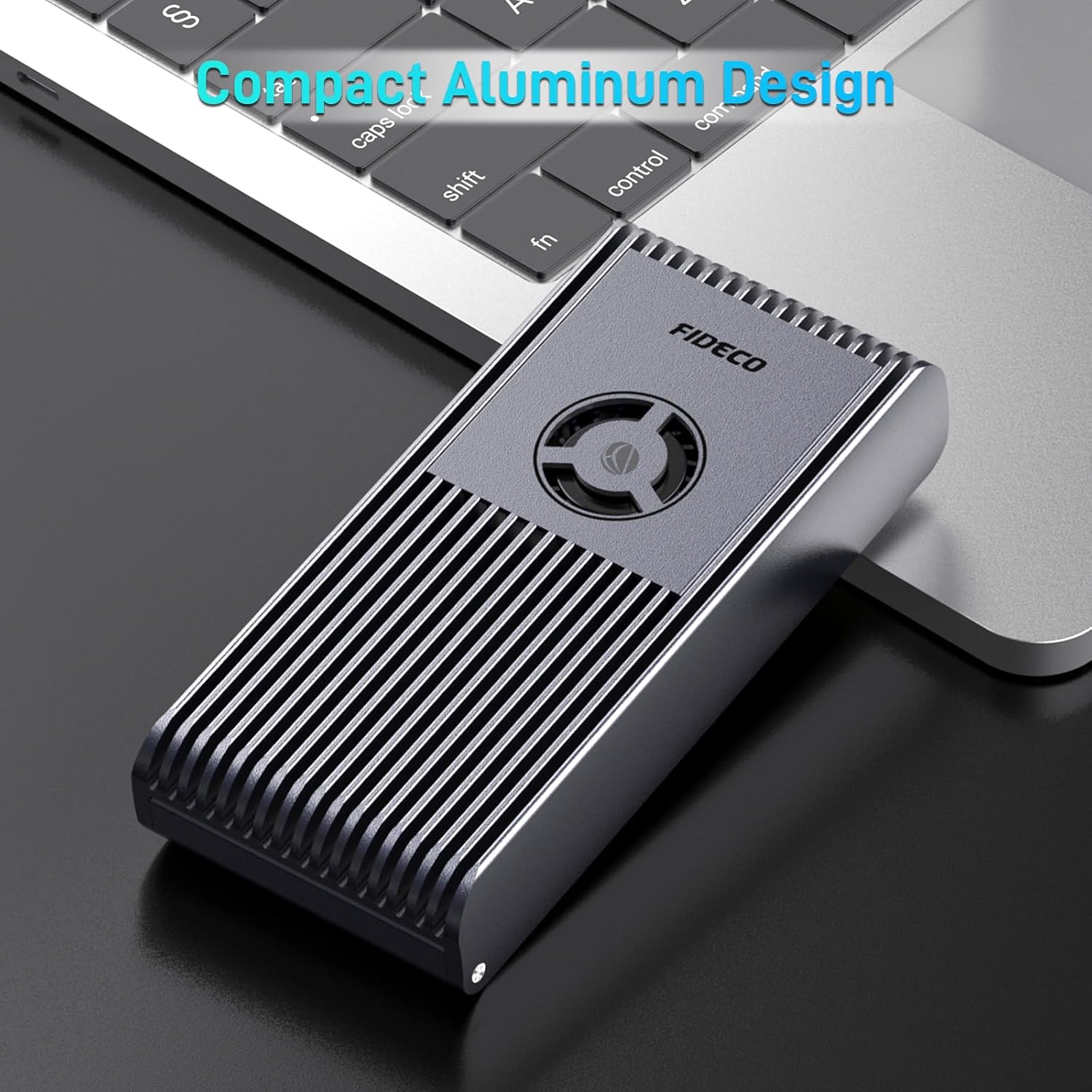 FIDECO 40Gbps M.2 NVMe Enclosure, USB4 NVMe SSD Enclosure for M1 M2 Pro/Max with Cooling Fan, Compatible with Thunderbolt 4/3, USB4/3.2/3.1/3.0, Full Aluminum Alloy Body, Sandwich Style Design